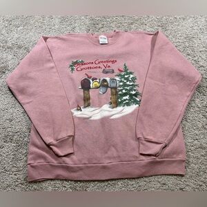 Vintage Season Greetings Virginia Grottoes Christmas Crewneck Small Town Cozy‎ X